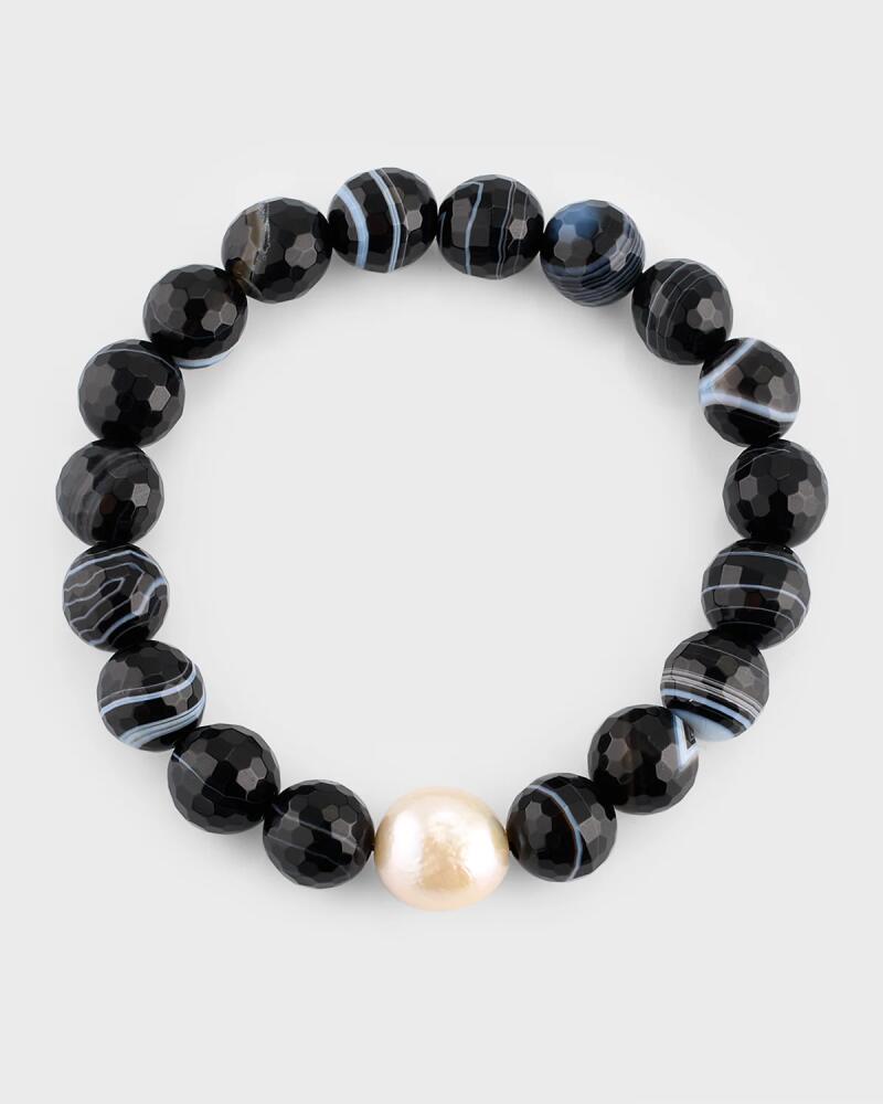 NEST Jewelry Black Agate And Pearl Stretch Bracelet Cover