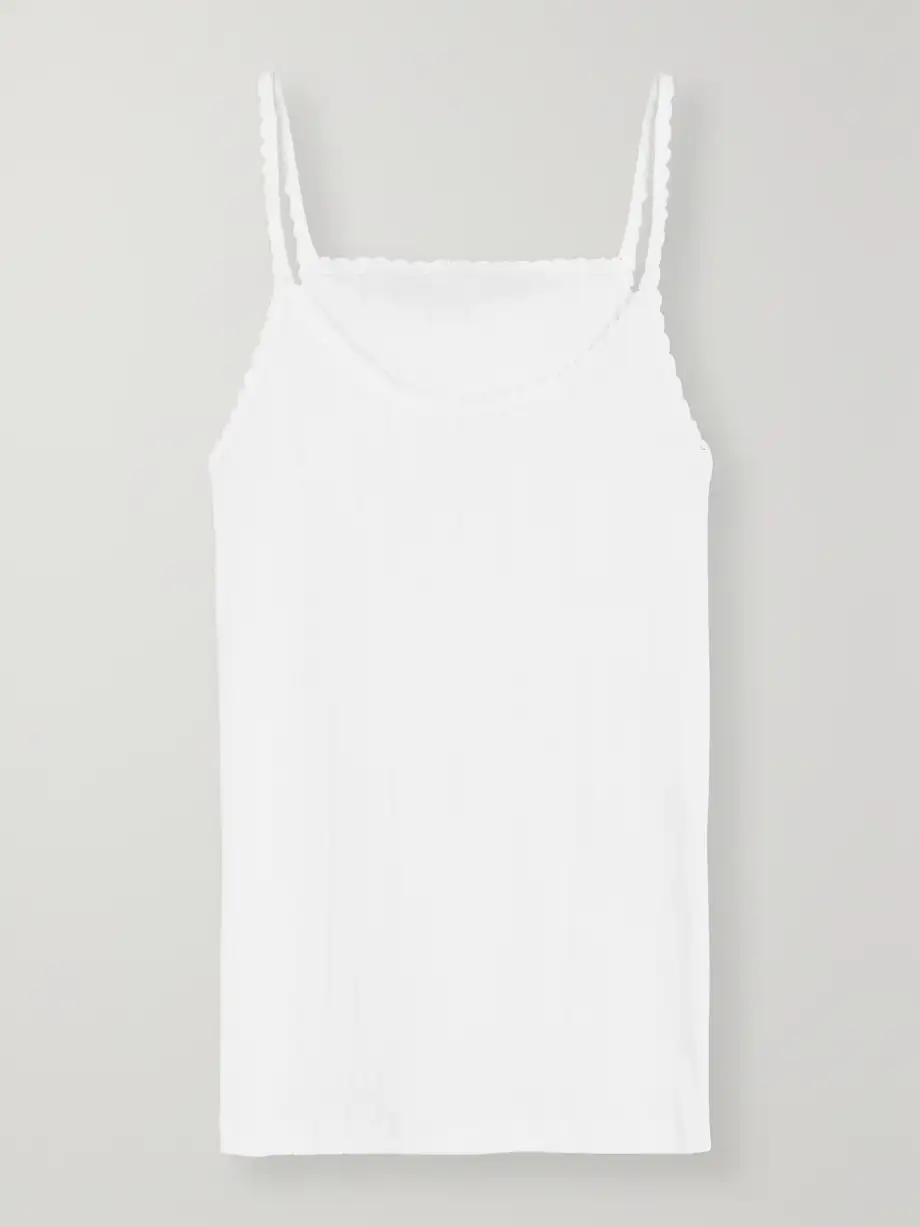 LESET - Pointelle-knit Cotton-jersey Tank - White Cover