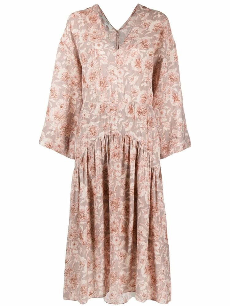 Vince Dahlia floral-print V-neck dress - Pink Cover