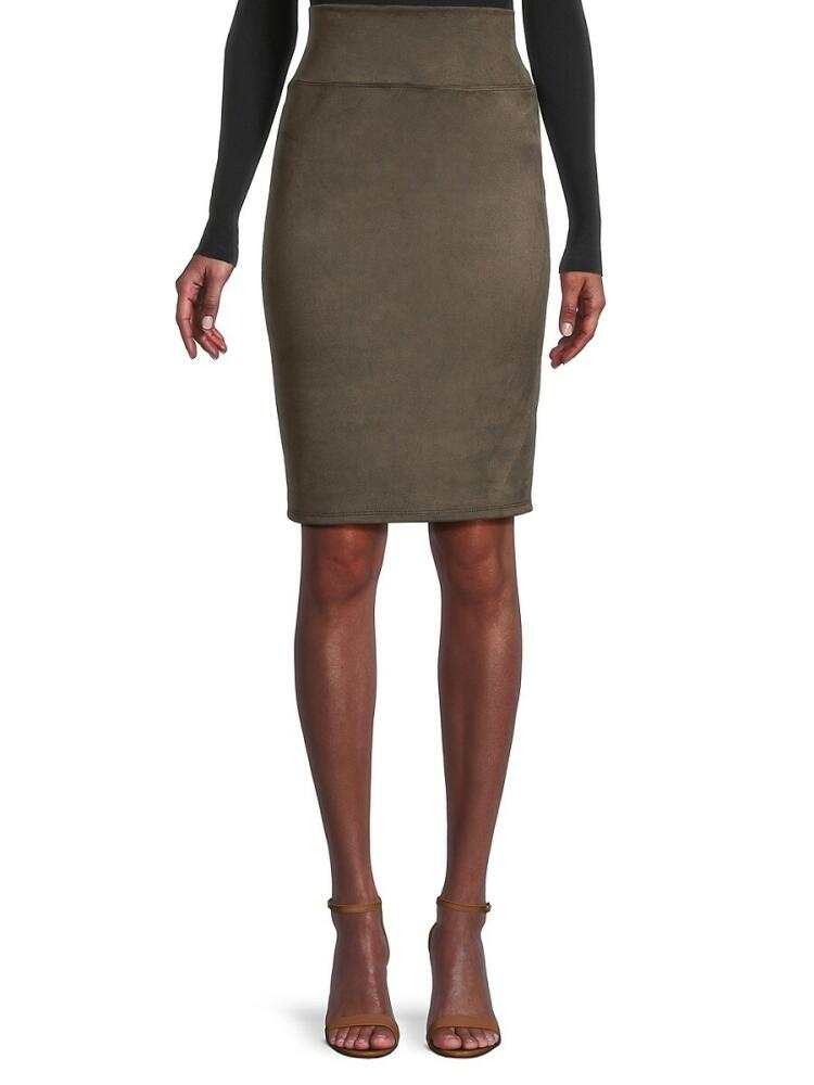 Renee C. Women's Faux Suede Pencil Skirt - Olive Cover