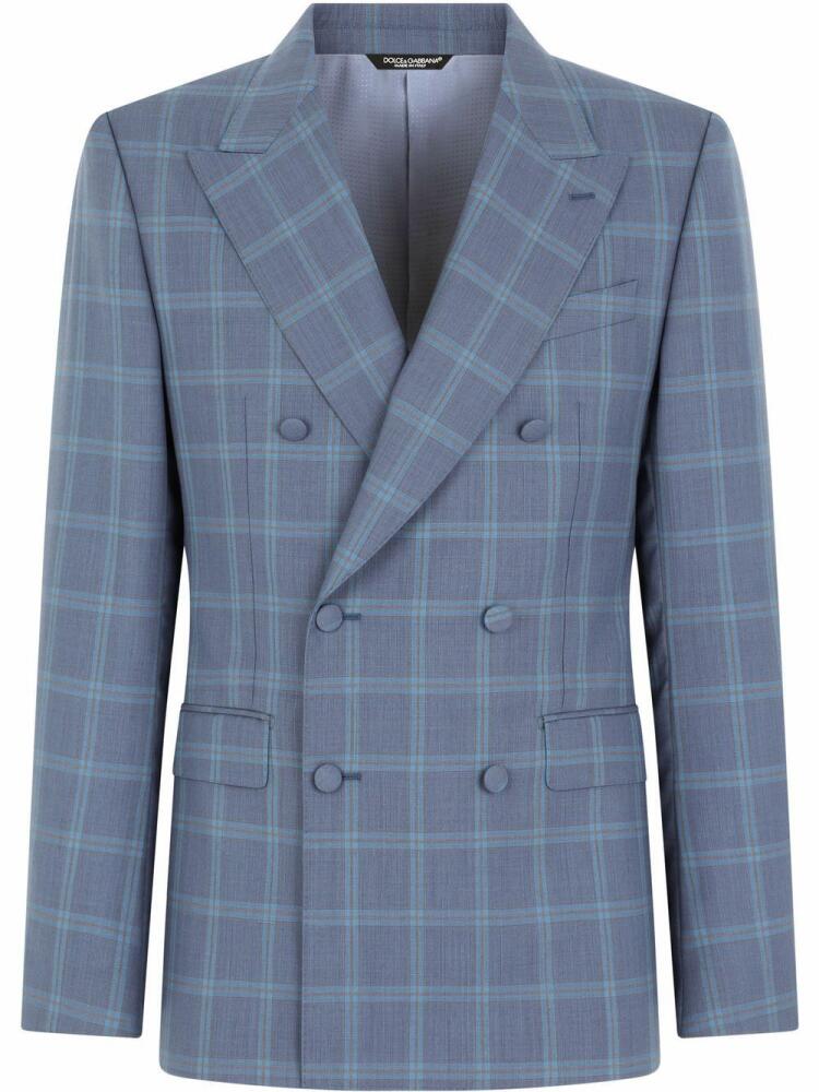 Dolce & Gabbana Sicily-fit double-breasted checked suit - Blue Cover