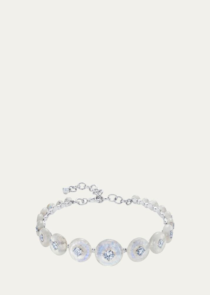 Fernando Jorge 18k White Gold Surrounding Bracelet with Diamonds and Moonstones Cover