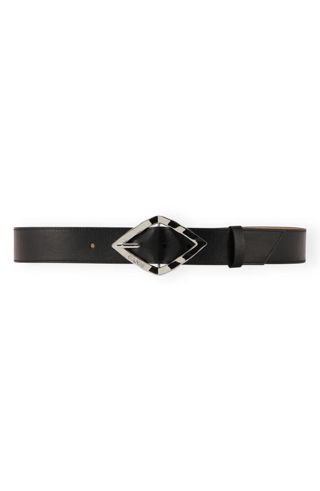 Ganni Diamond Buckle Recycled Leather Belt in Black Cover