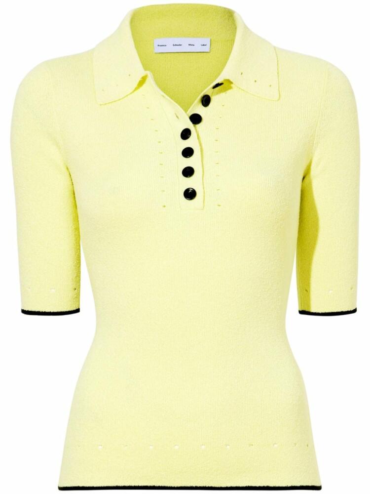 Proenza Schouler White Label Spencer ribbed-knit polo top - Yellow Cover