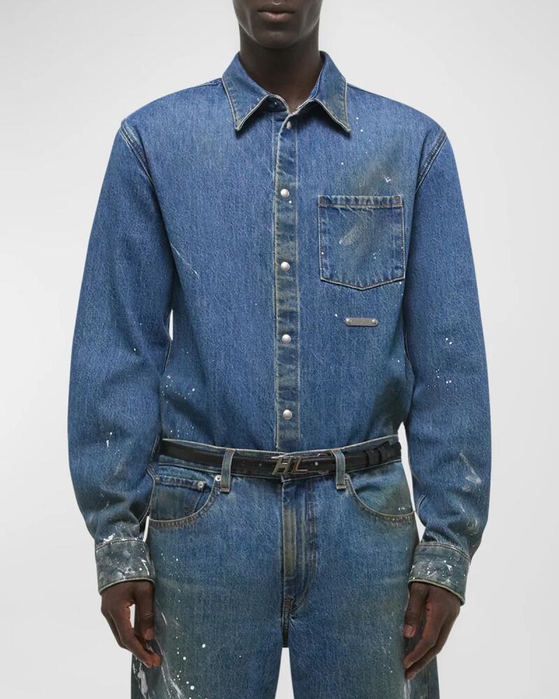 Helmut Lang Men's Paint Splatter Denim Overshirt Cover