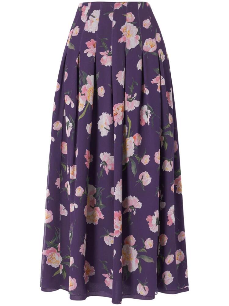 Carolina Herrera floral-print midi skirt - Purple Cover