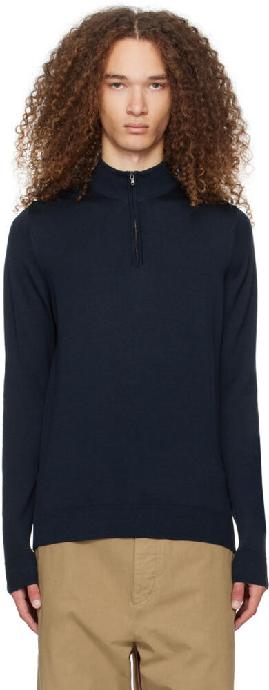 Sunspel Navy Half-Zip Sweater Cover