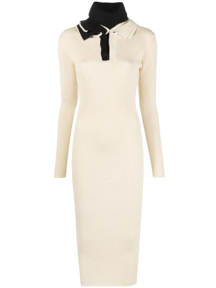 Y/Project triple-collar knitted dress - Neutrals Cover