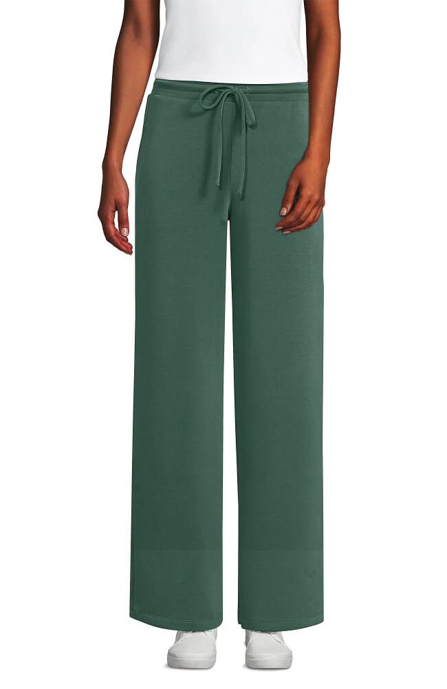 Lands' End Cupro Knit Mid Rise Wide Leg Pants in Washed Evergreen Cover