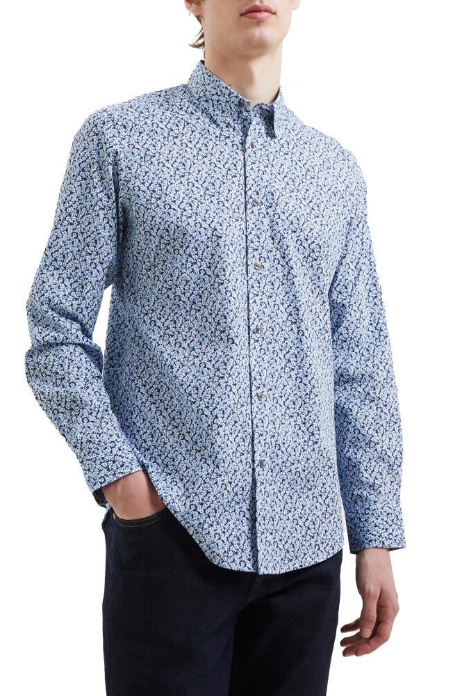 French Connection Premium Floral Button-Up Oxford Shirt in Blue Ditzy Cover