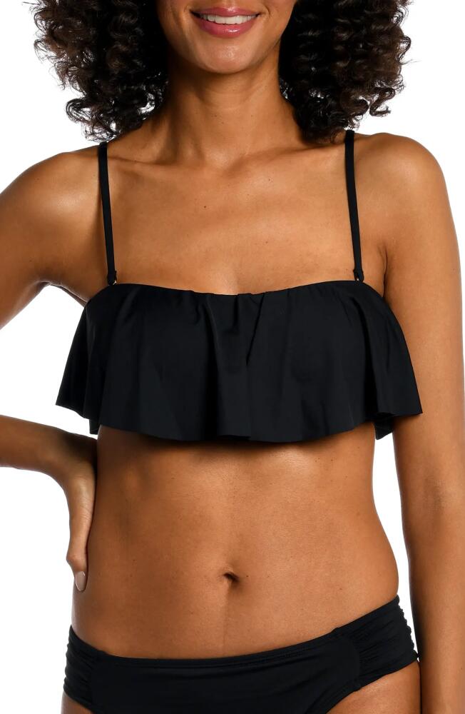 La Blanca Bandeau Ruffle Bikini Top in Black Cover