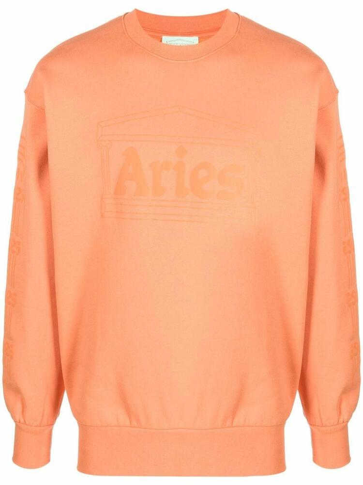 Aries Embroidered-logo Sweatshirt - Orange Cover