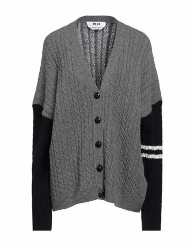 Msgm Woman Cardigan Grey Wool, Cashmere Cover