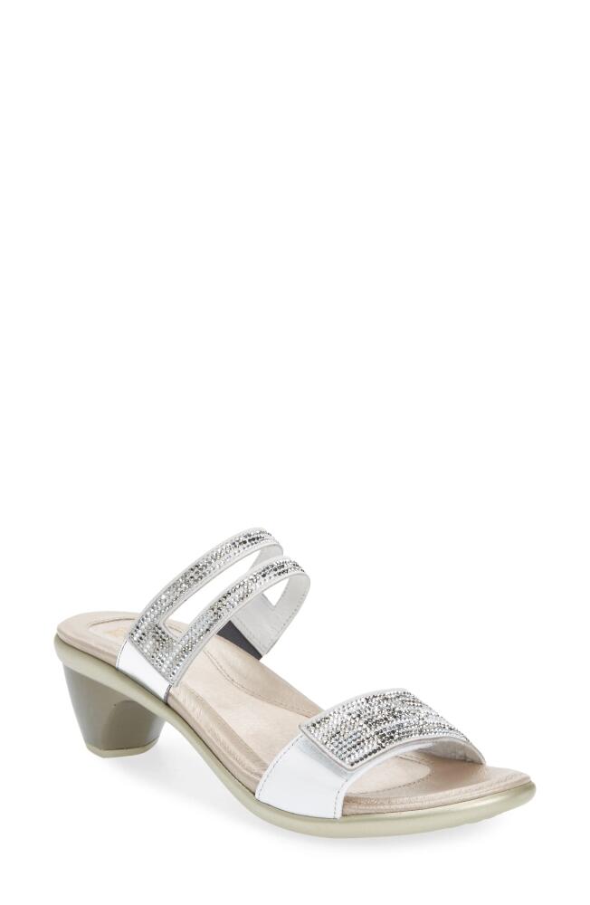 Naot Temper Embellished Slide Sandal in White /Pearl Metallic Cover