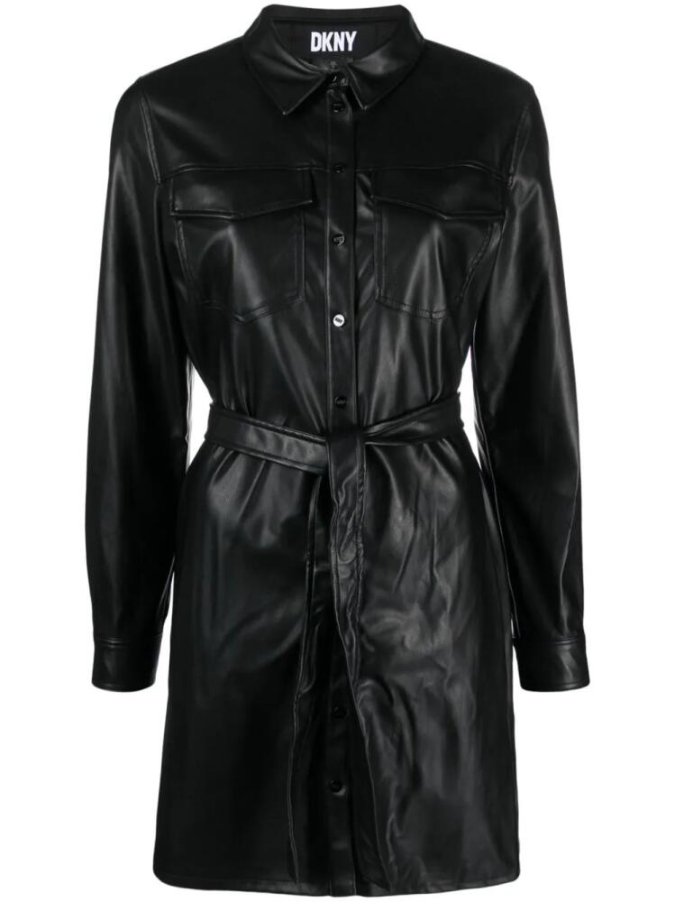 DKNY long-sleeve button-up minidress - Black Cover