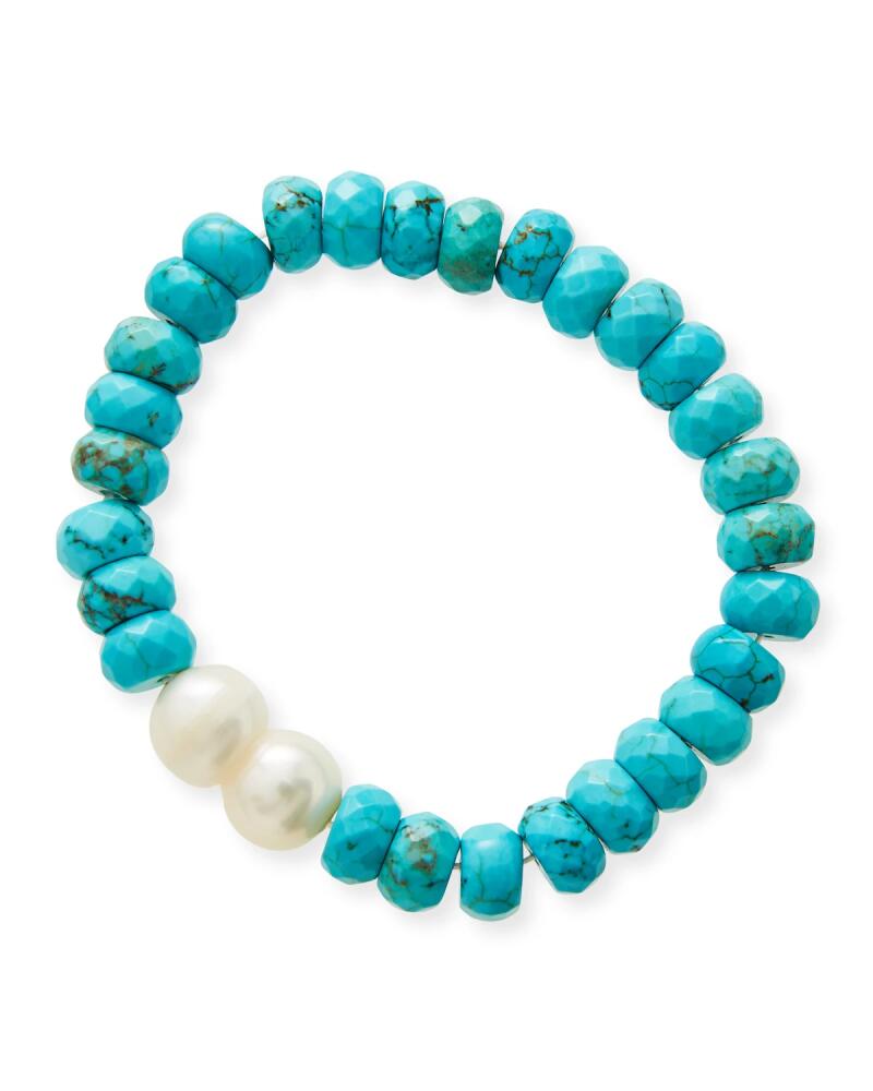 NEST Jewelry Faceted Turquoise Rondelle Baroque Pearl Stretch Bracelet Cover