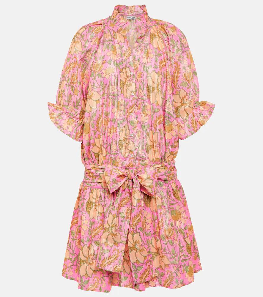 Juliet Dunn Floral cotton-blend lamé shirt dress Cover