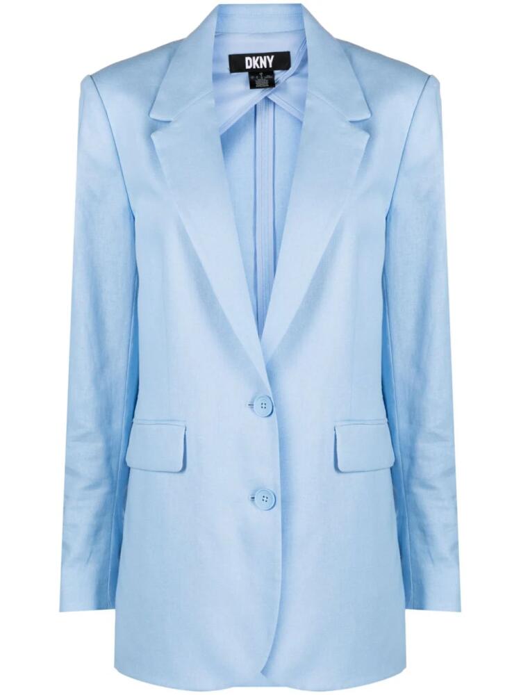 DKNY single-breasted linen-blend blazer - Blue Cover