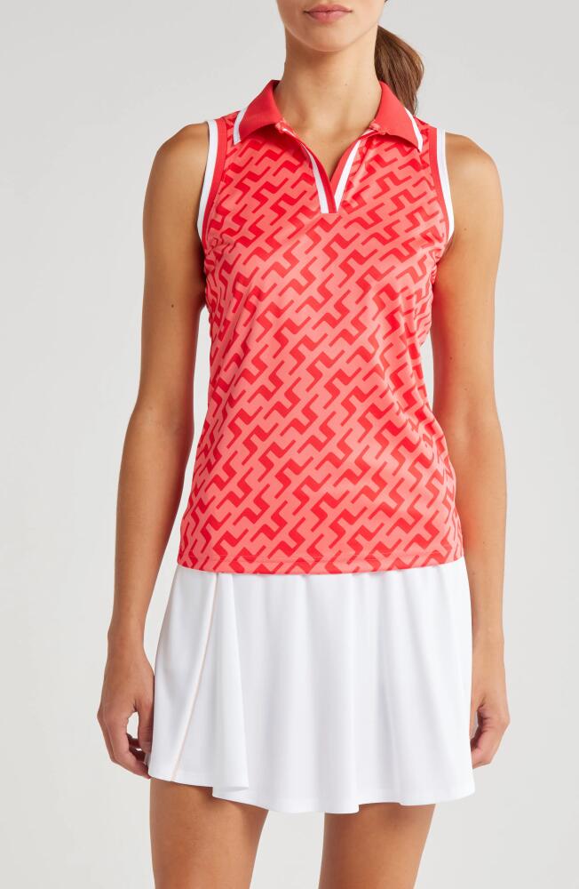 J. Lindeberg Sadie Sleeveless Performance Polo in Bias Bridge Bittersweet Cover