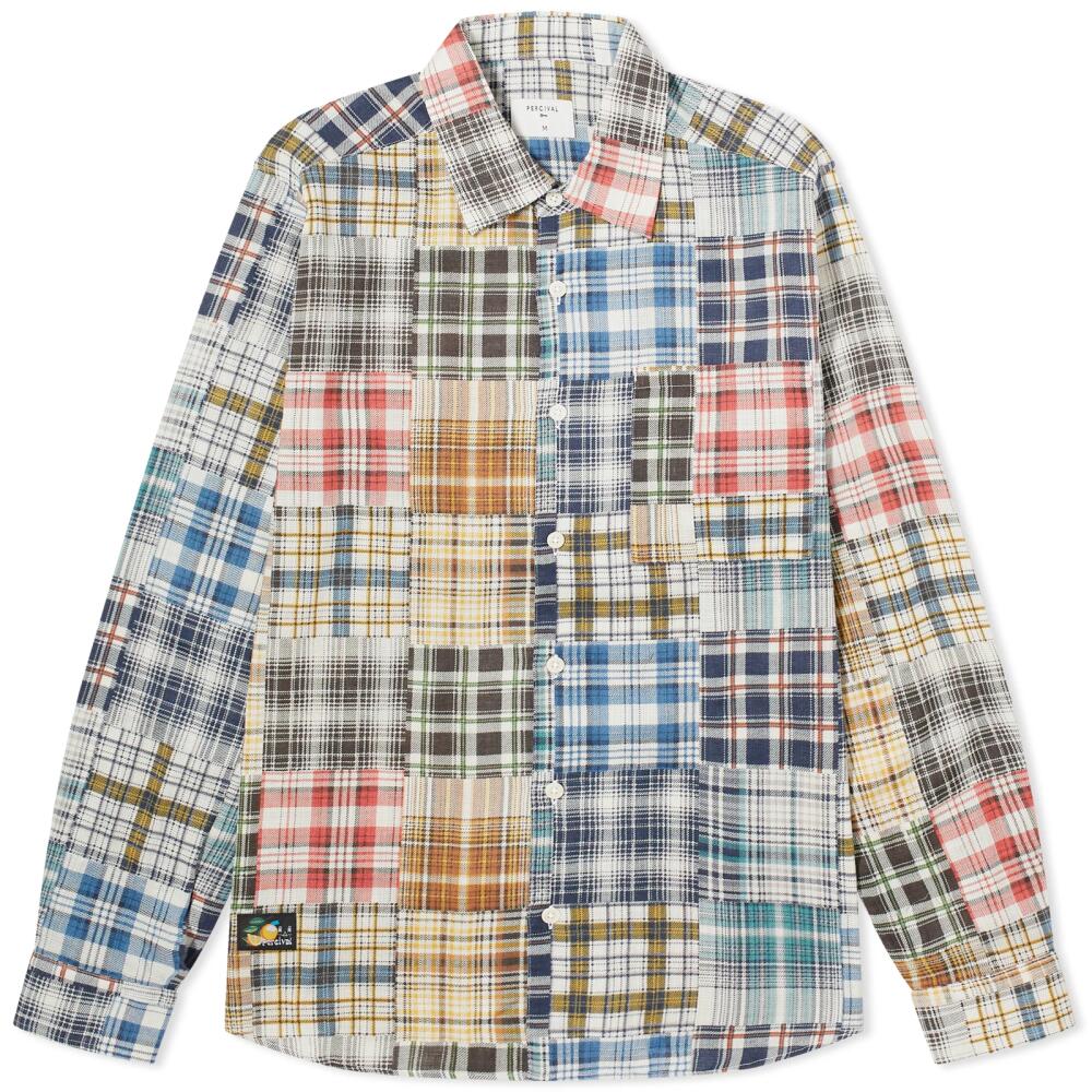 Percival Men's Zinger Patchwork Shirt in Multi Cover