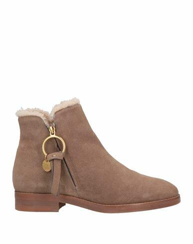 See By Chloé Woman Ankle boots Dove grey Leather, Shearling Cover