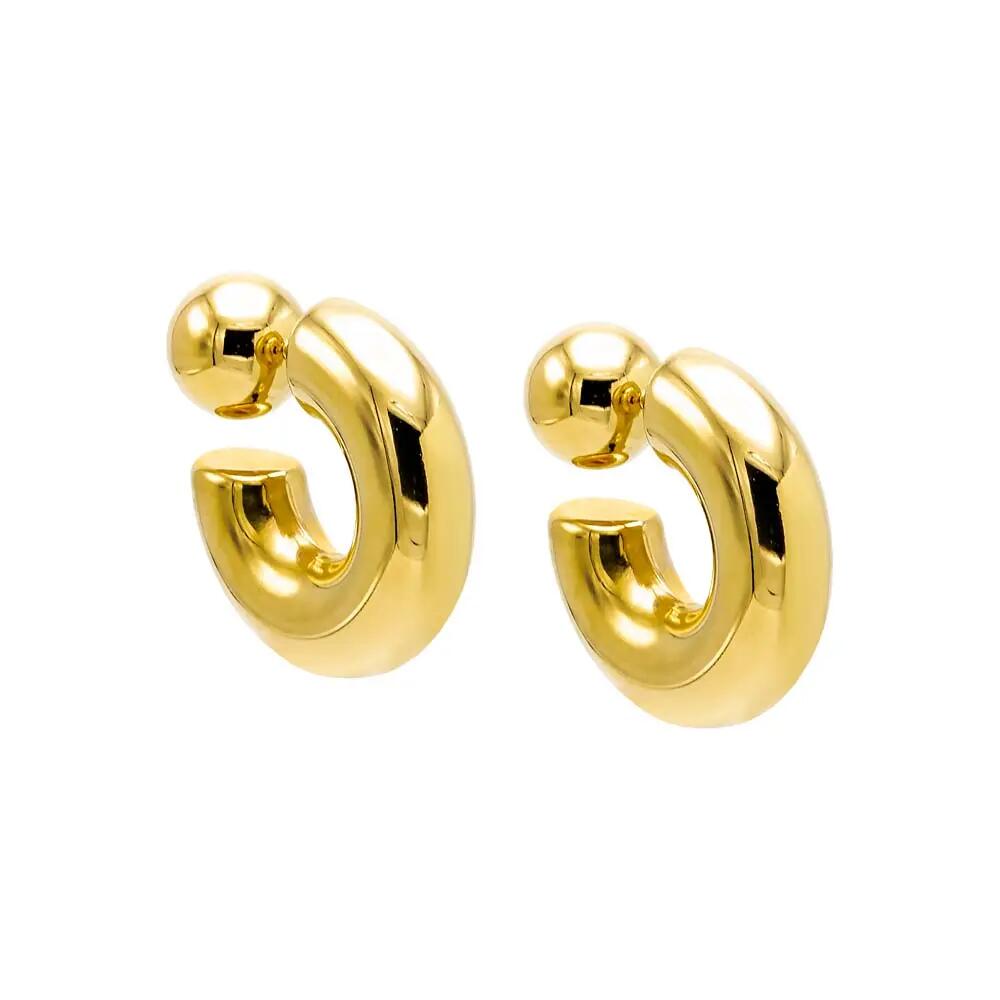 BY ADINA EDEN Two Way Ball X Hoop Stud Earring in Gold Cover