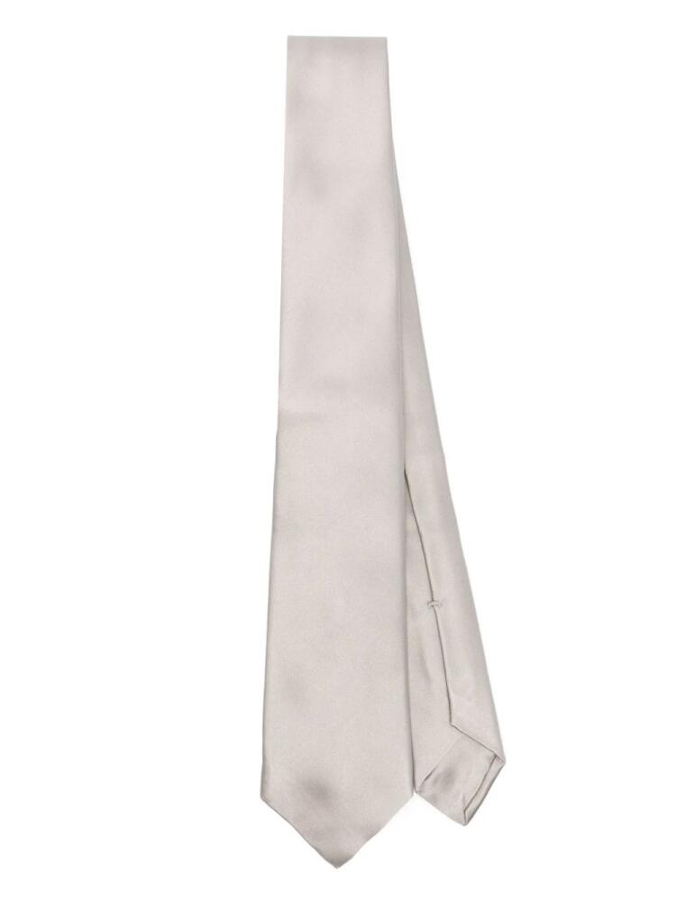 Kiton silk satin tie - Silver Cover