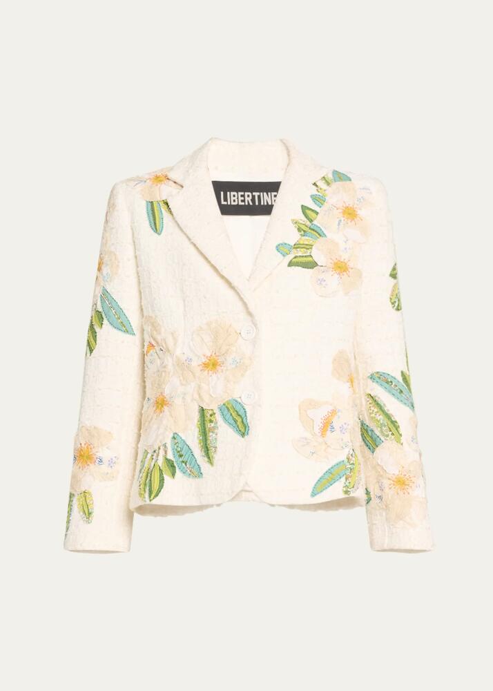 Libertine White Poppy Sequined Applique Short Jacket Cover