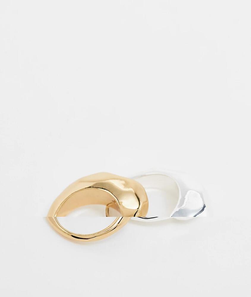 Topshop Rooni pack of 2 thick molten rings in multi plated Cover