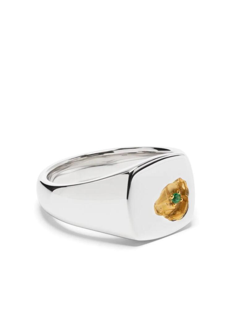 Tom Wood 14kt yellow gold emerald signet ring - Silver Cover