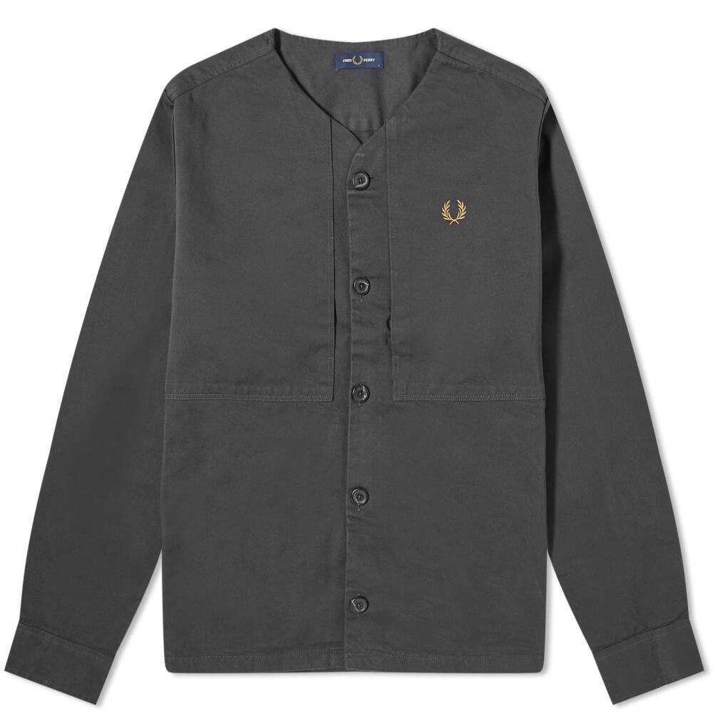 Fred Perry Men's Collarless Overshirt in Anchor Grey Cover