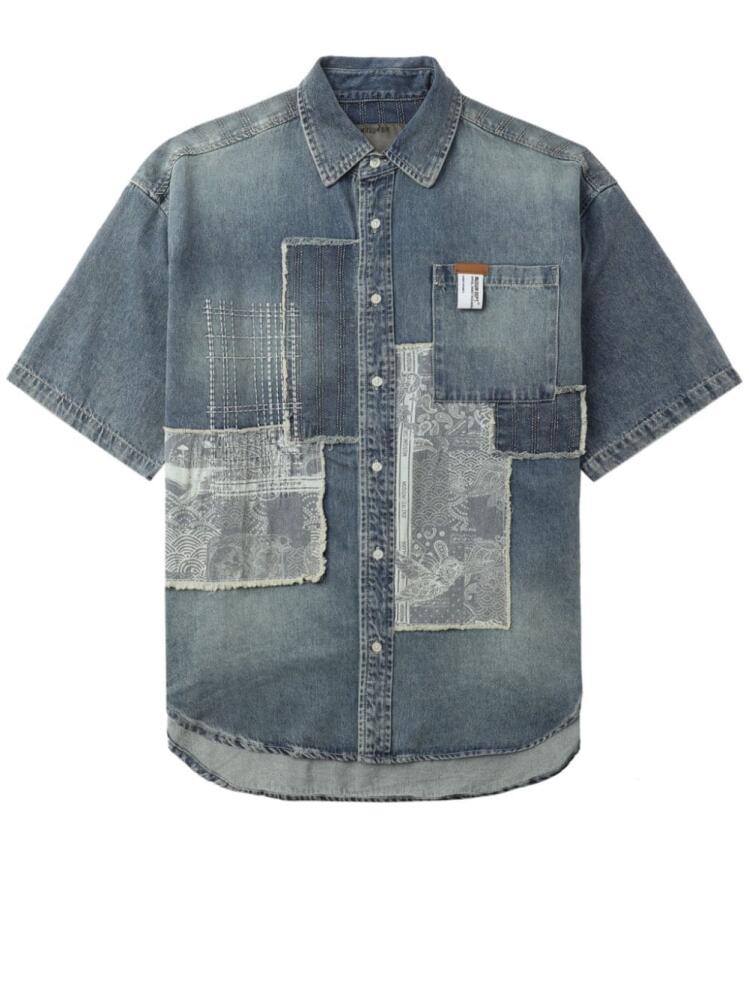 Musium Div. patchwork denim shirt - Blue Cover