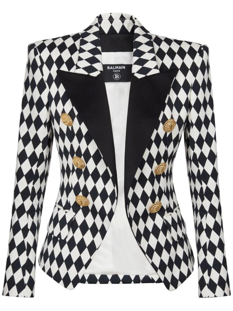 Balmain diamond-print peak-lapel blazer - Black Cover