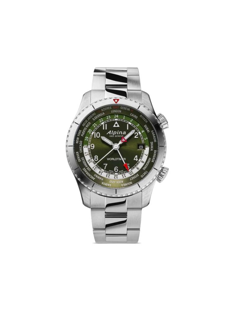 Alpina Startimer Pilot Quartz Worldtimer 41mm - Green Cover