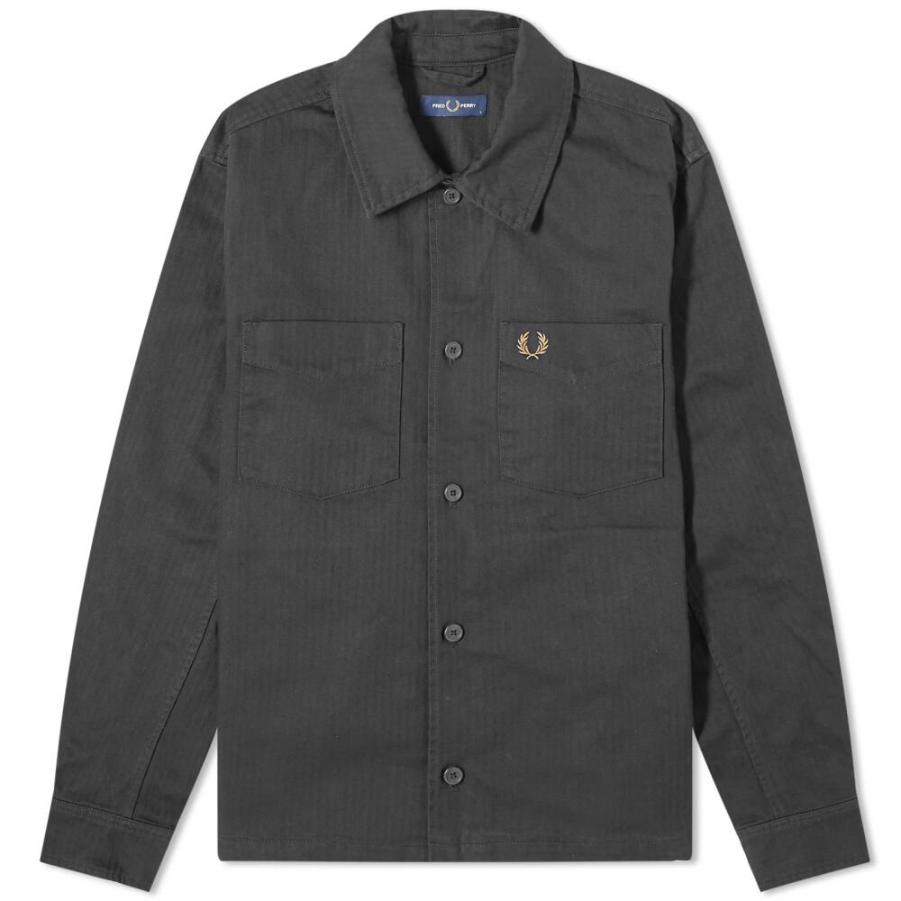 Fred Perry Men's Herringbone Overshirt in Anchor Grey Cover