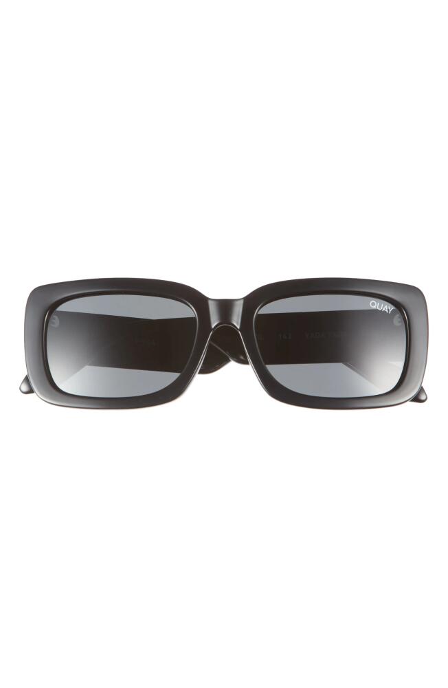 Quay Australia Yada Yada 39mm Polarized Rectangle Sunglasses in Black /Black Polarized Cover