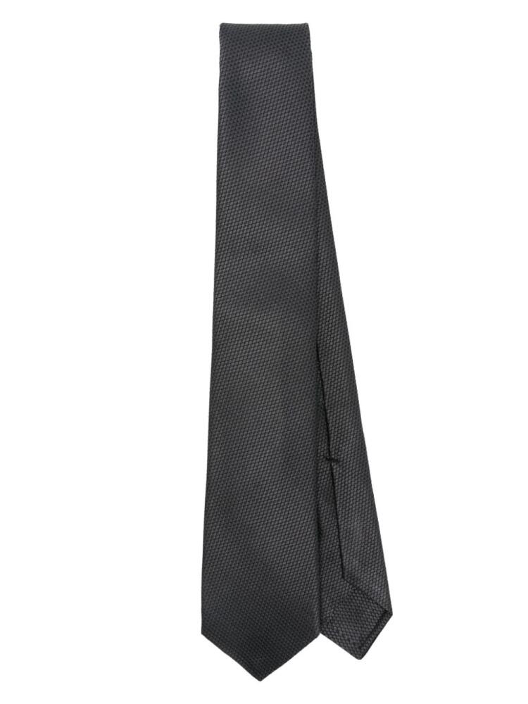 Kiton jacquard silk tie - Black Cover