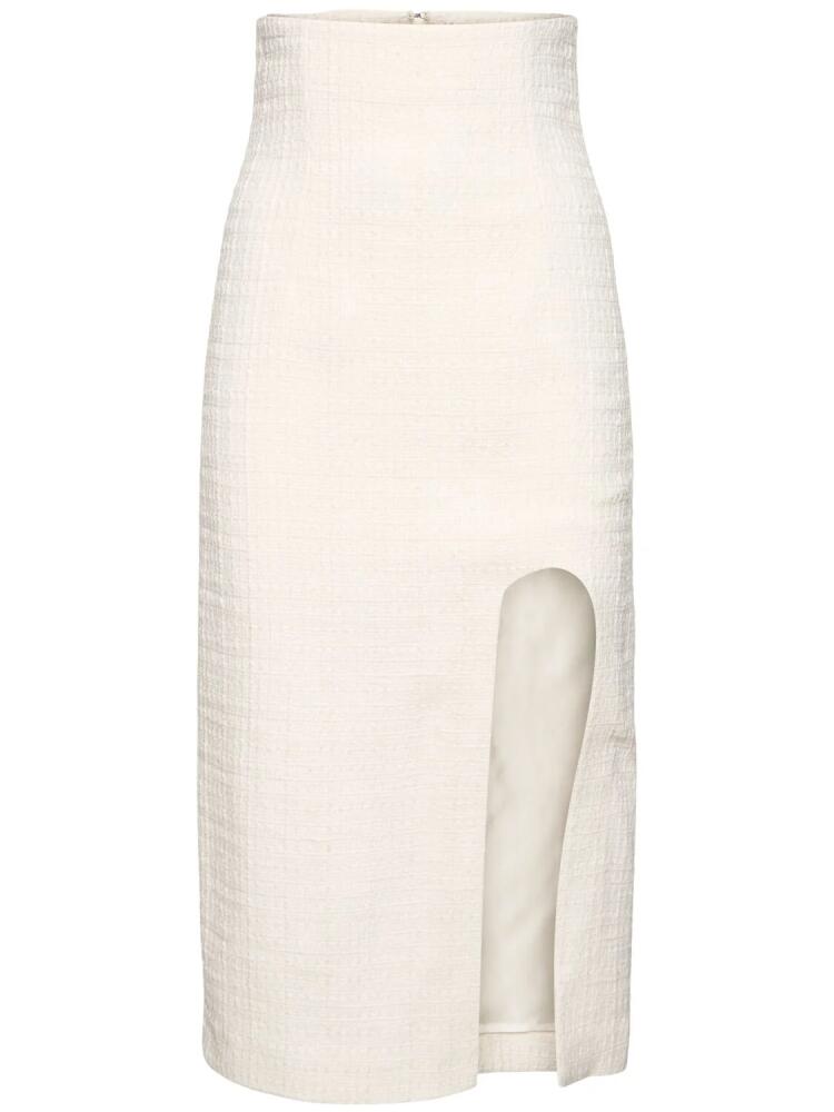 ALESSANDRO VIGILANTE High Waist Tweed Midi Skirt Cover