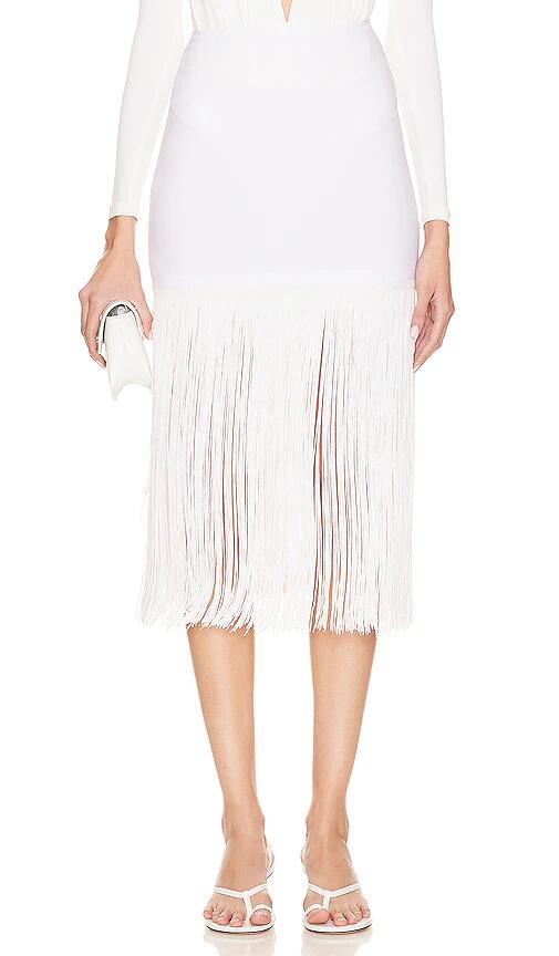 Norma Kamali x REVOLVE Fringe Mini Skirt in White Cover