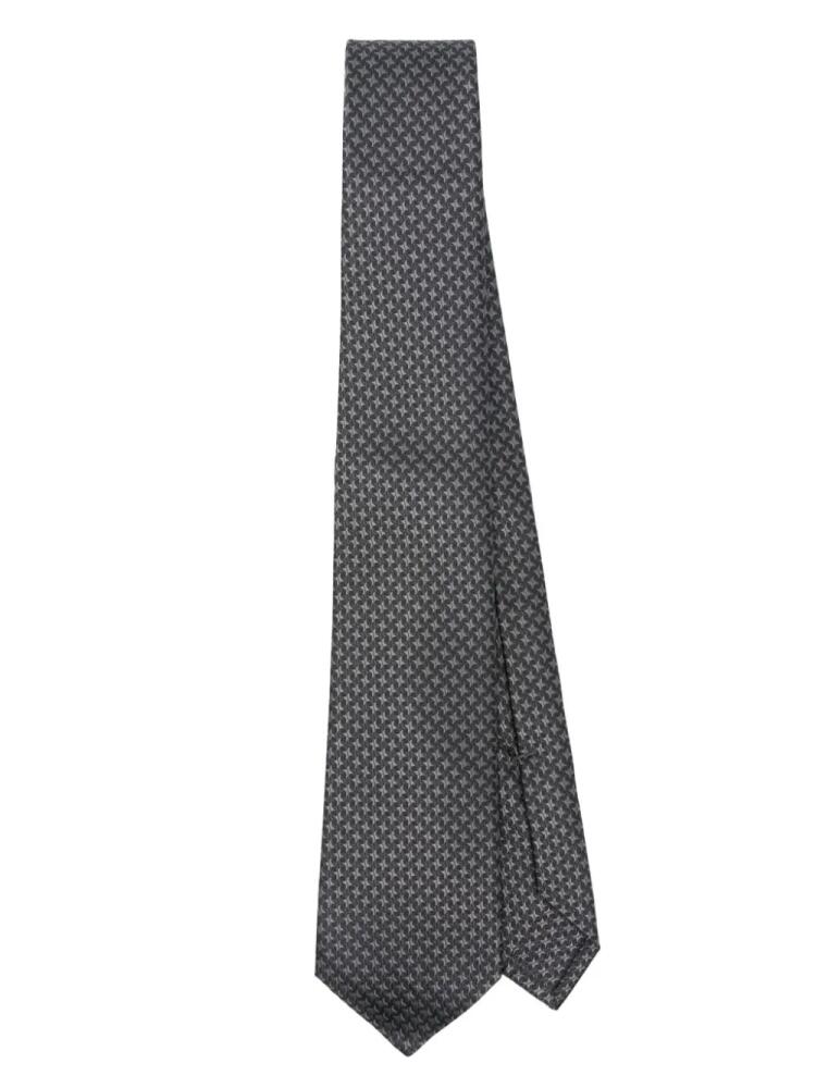 Kiton star-jacquard silk tie - Grey Cover