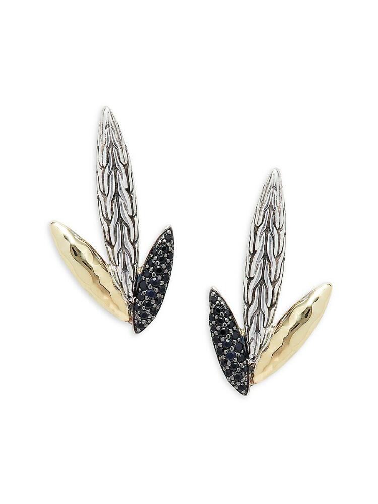 John Hardy Women's Sterling Silver, 18K Yellow Gold, Treated Black Sapphire & Black Spinel Earrings Cover