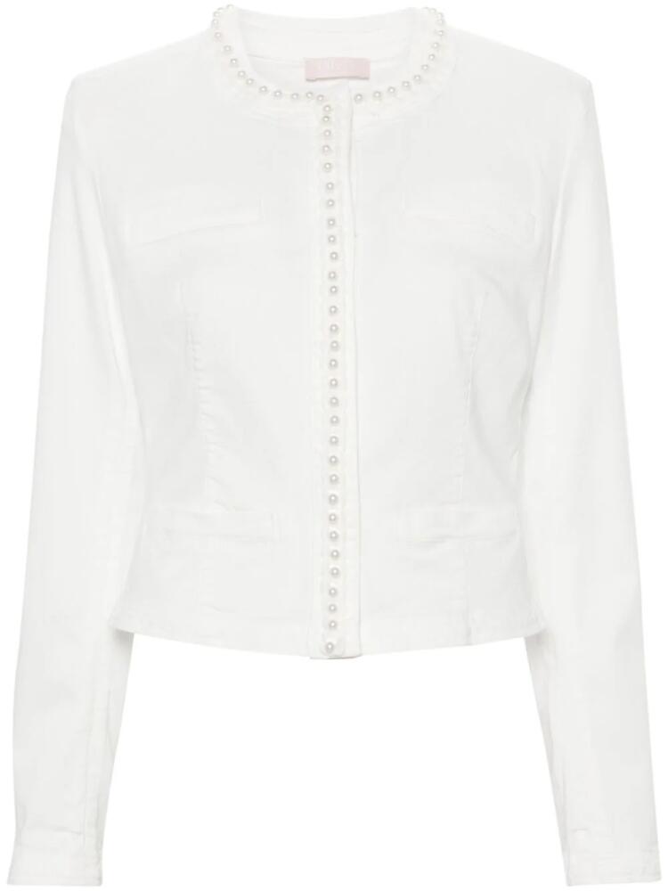 LIU JO bead-detail denim jacket - White Cover