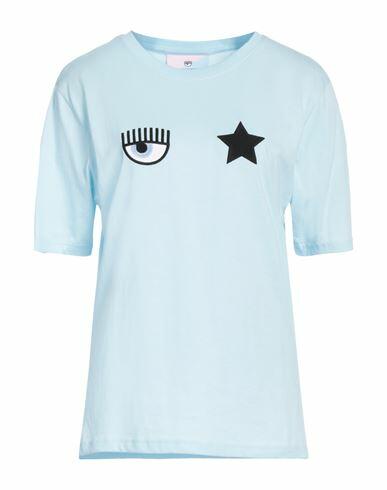 Chiara Ferragni Woman T-shirt Sky blue Cotton Cover