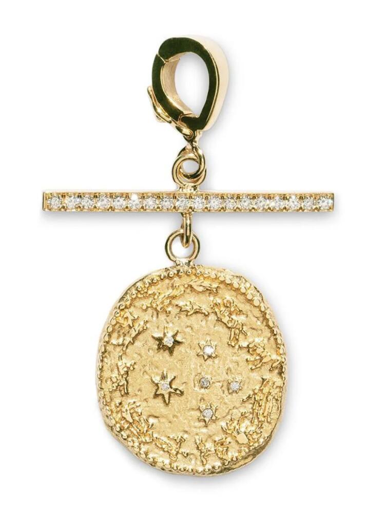 Azlee 18kt yellow gold small Wheel diamond pendant charm Cover