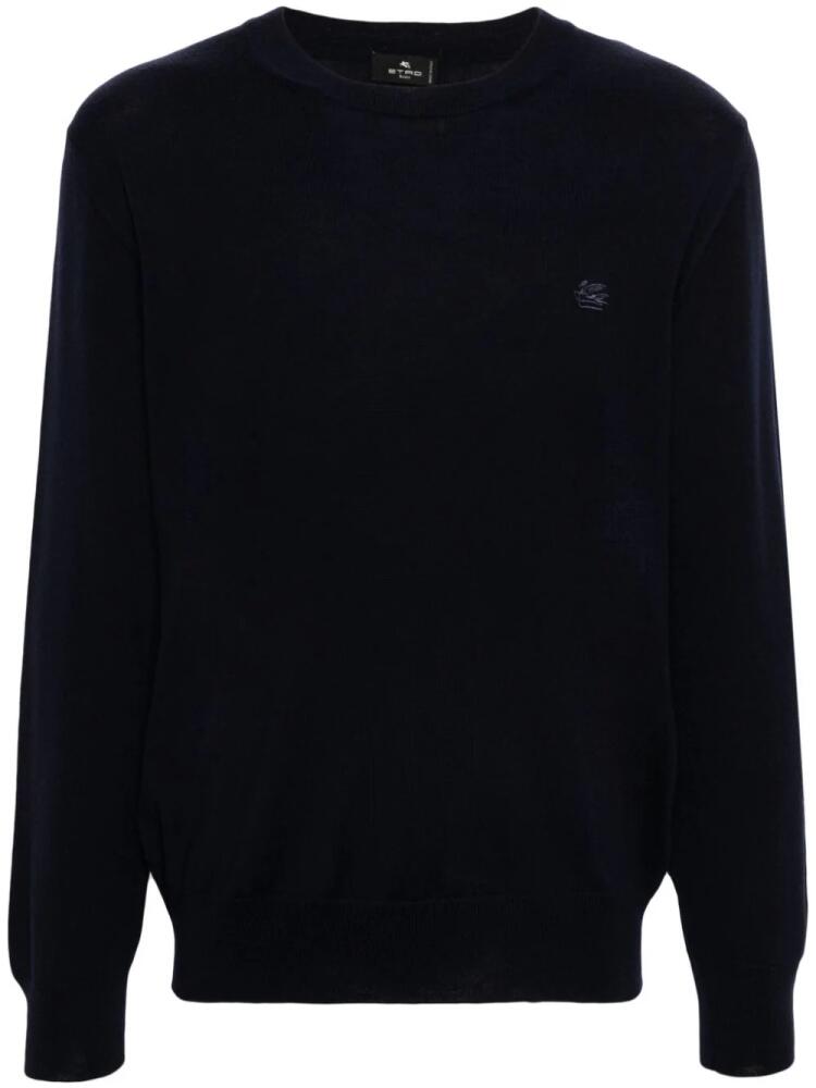 ETRO Pegaso-embroidered wool jumper - Blue Cover