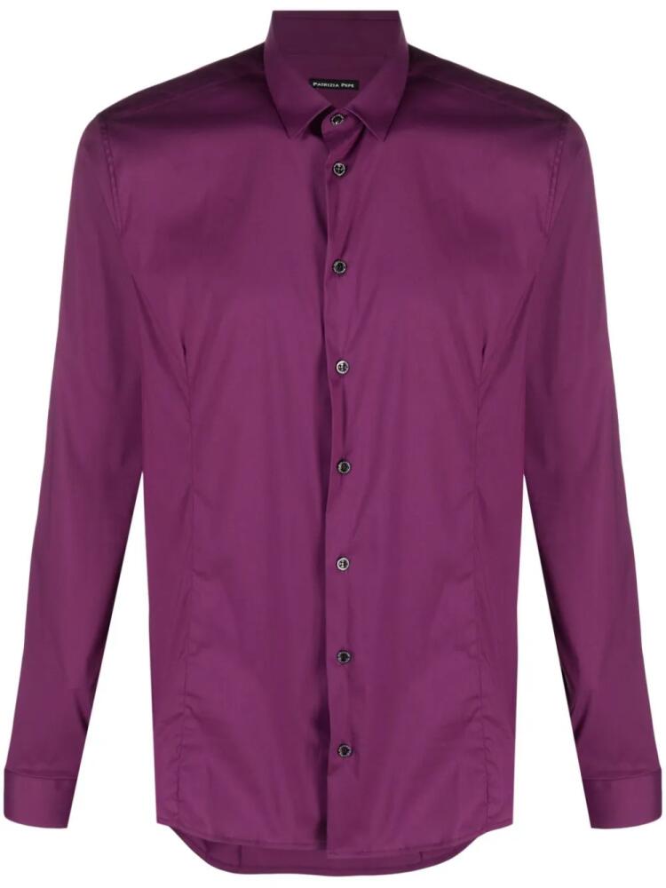 Patrizia Pepe long-sleeved poplin-texture shirt - Purple Cover