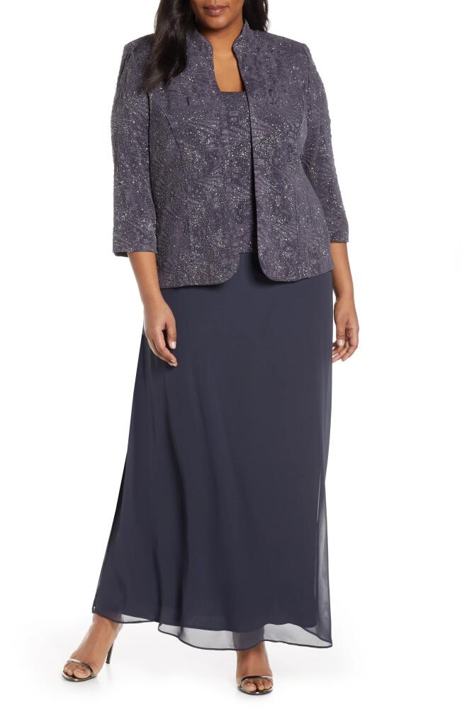 Alex Evenings Mock Two-Piece Gown with Jacket in Smoke Cover