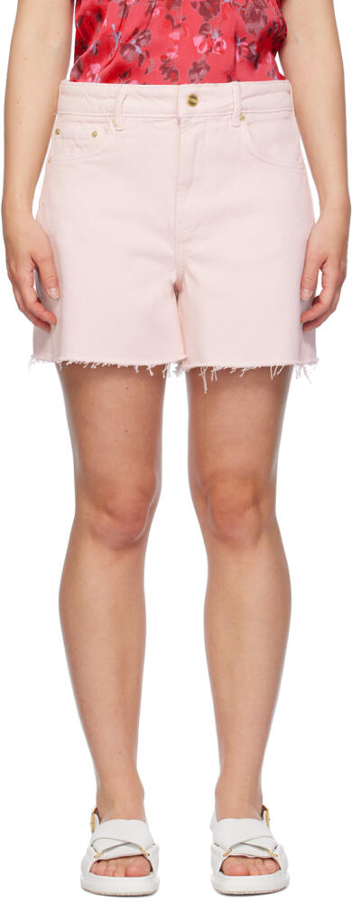 GANNI Pink Frayed Edge Denim Shorts Cover