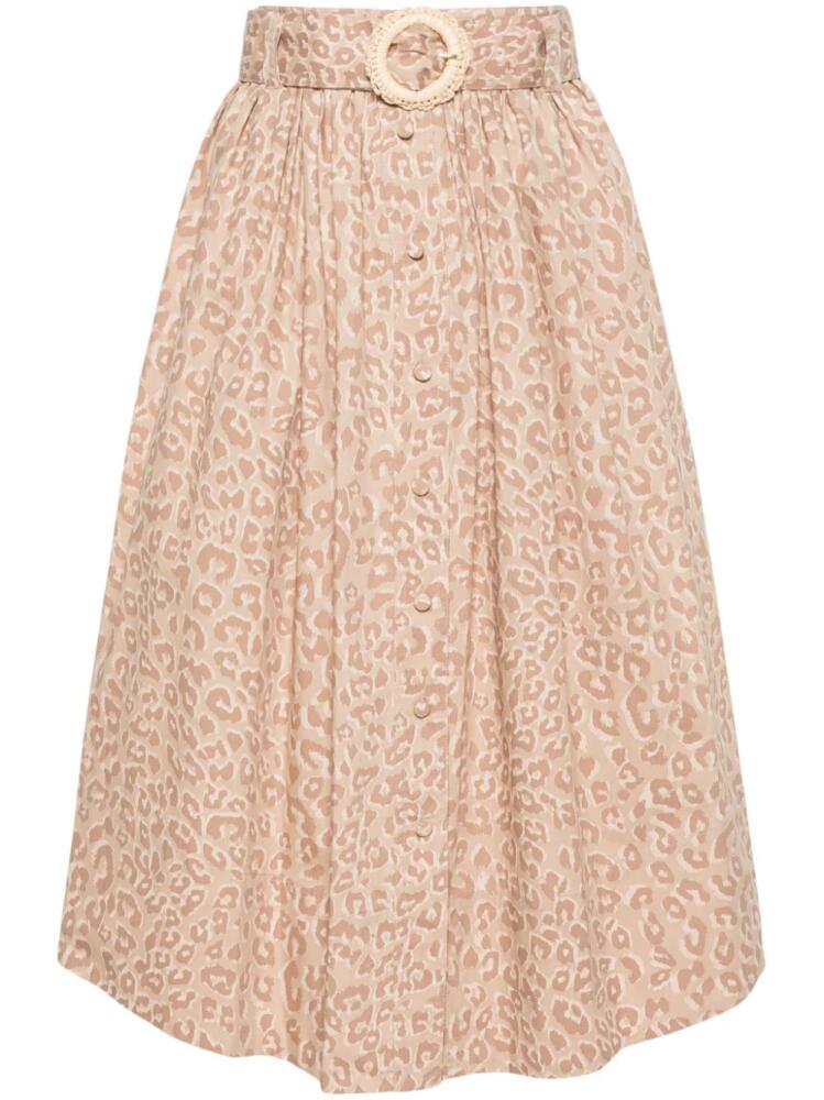 TWINSET animal-print cotton midi skirt - Neutrals Cover