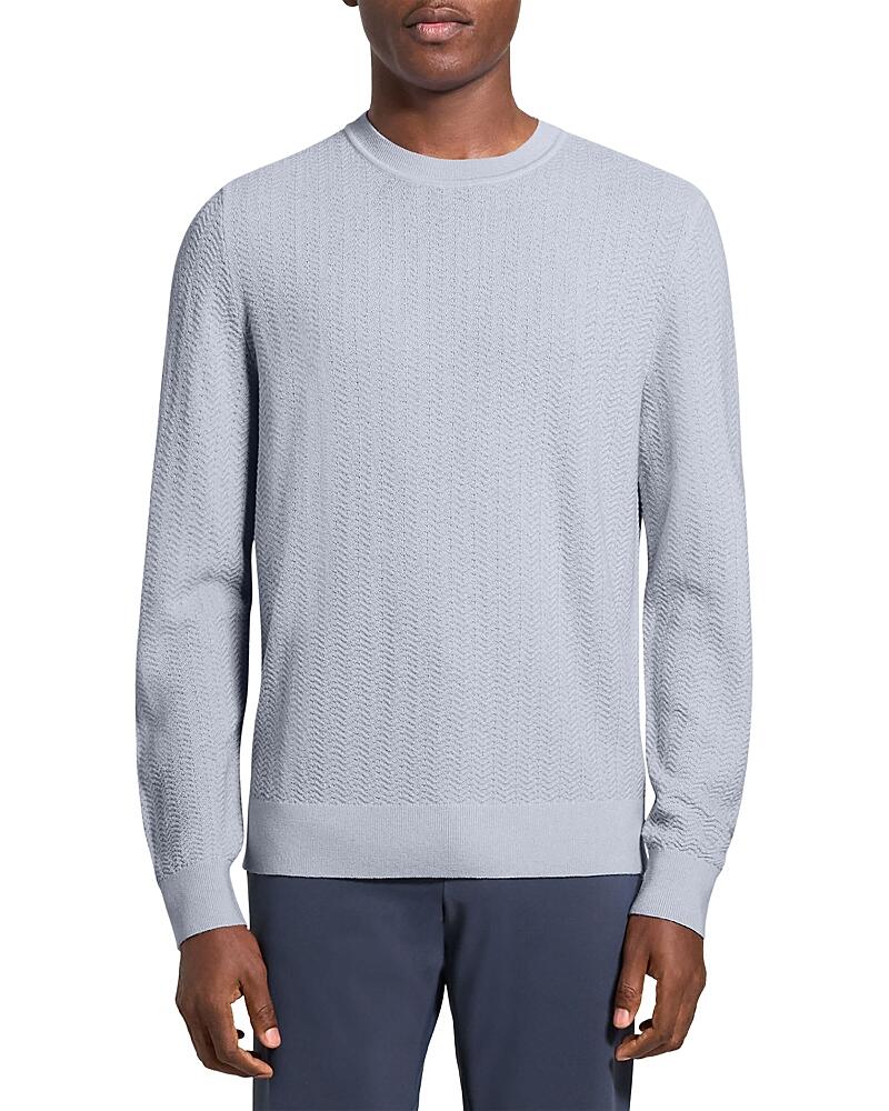 Theory Long Sleeve Crewneck Herringbone Knit Sweater Cover